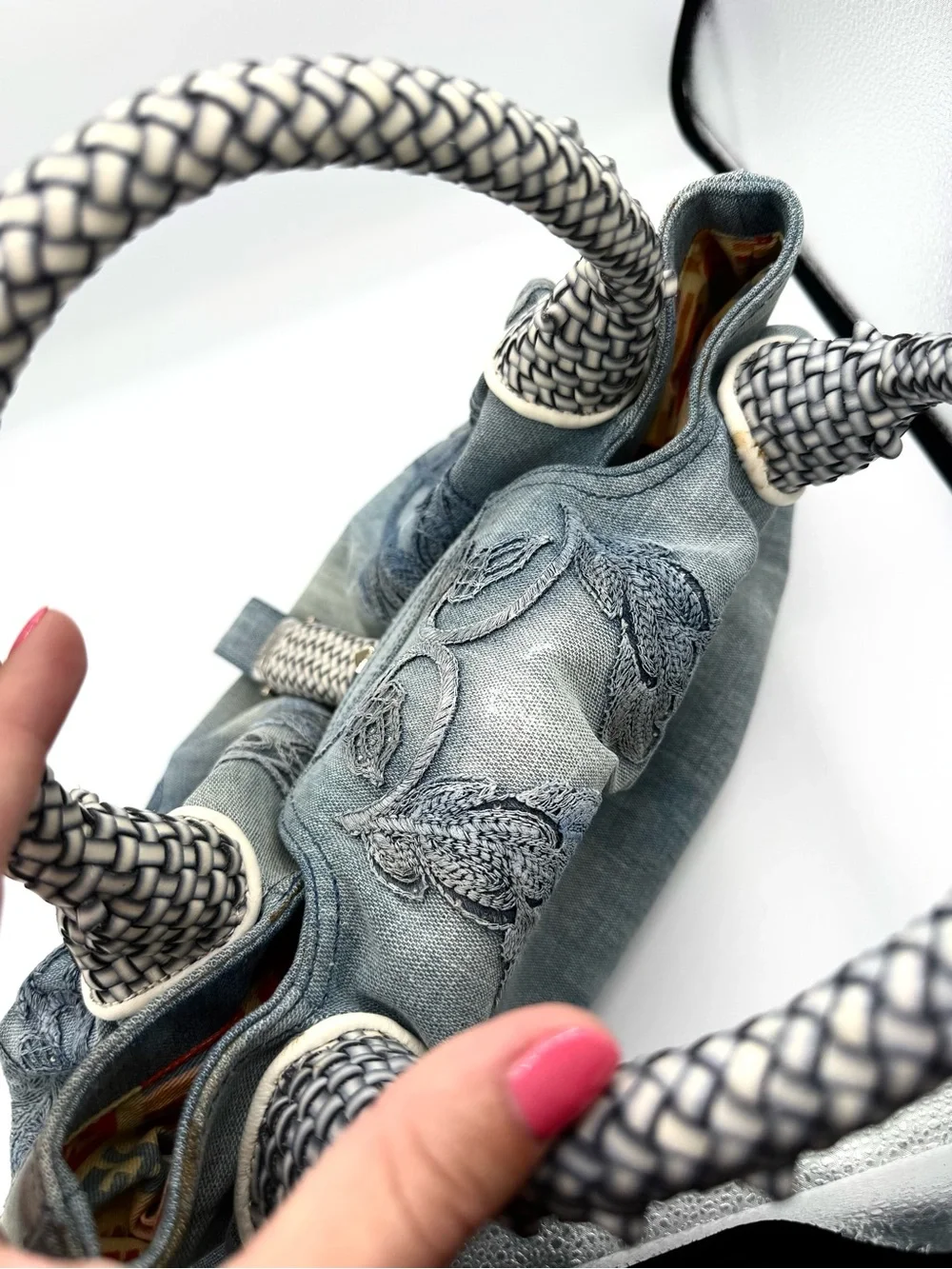 Fendi RARE Denim Rhinestone Squirrel Spy Bag